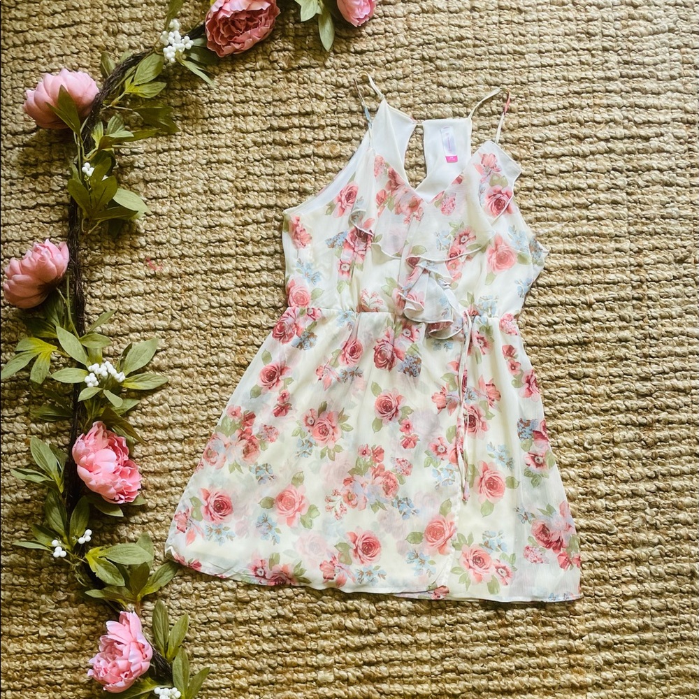 LG (11/13 ) pink blue floral print dress